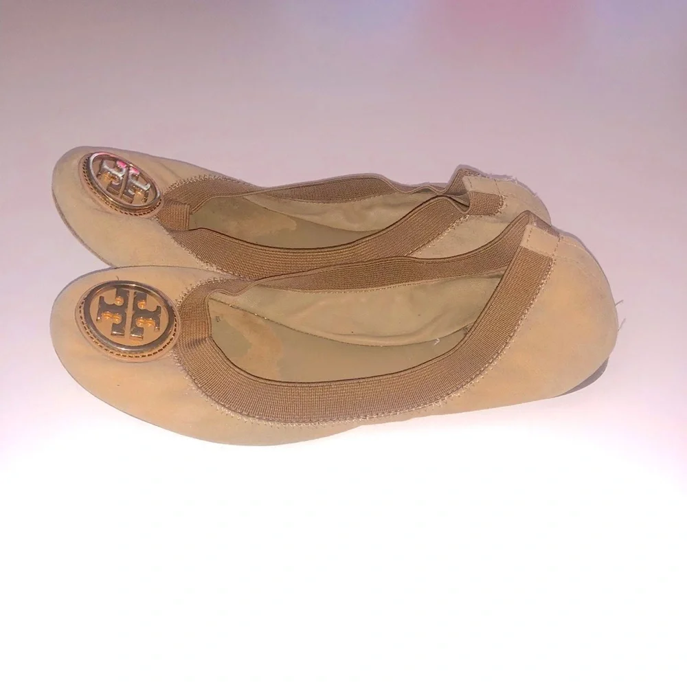 Tory Burch Caroline 2 Ballet Flats, Suede, Camel